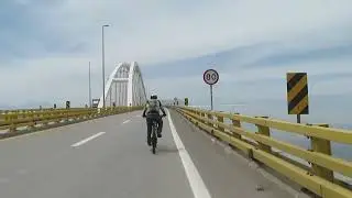 Cycling on the lake Urmia bridge