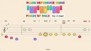 Fields Of Gold - Eva Cassidy | Easy Piano Tutorial for Kids - Beginner Color Sheet Music