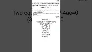 Add Maths Form 4 DLP | Subtopic 2.2 | Trial SPM Question 3 | 358 #shorts