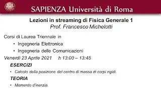 2021 04 23 Esercizi Calcolo centro di massa Teoria Momento di inerzia