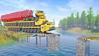 Amazing Barrels Transport Crossing Treacherous Collapsed Bridge