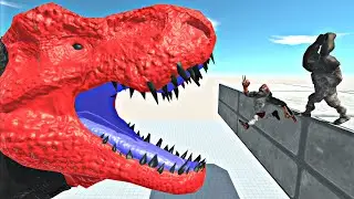 Dinosaurs Battle T Rex Ironman Hulk Flash Superman Batman Trap - Animal Revolt Battle Simulator
