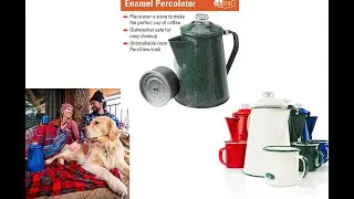 GSI Outdoors Percolator Coffee Pot 12 Cup Enamelware for Brewing Coffee over Stove & Fire