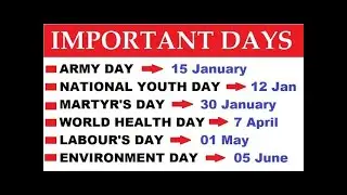 Important Days And Dates Month wise | The Trio Classes