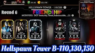 How to avoid Cos Nightwolf Exe Attack| Hellspawn Tower Boss Battle 110,130 & 150 gameplay MK Mobile