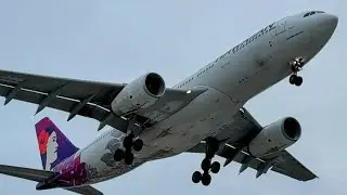 (Slow Motion) Hawaiian Airlines Airbus A330-243 Landing Las Vegas (LAS) N379HA