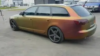 Audi wrapped in Avery rising sun vinyl