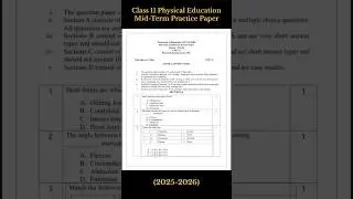 Class 11 Physical Education Mid Term Paper 2025 | Most Expected Questions for Board Exam#boardexam