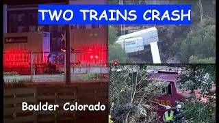 Two locomotives With Cars WRECK in Downtown Boulder Colorado