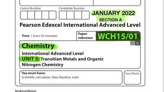 Pearson Edexcel International, курс химии уровня A, 5 января 2022 г., раздел A