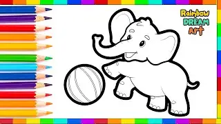 How To Draw a Cute Elephant with a Volleyball | Easy Step By Step Tutorial