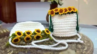 Crochet Sunflower 🌻 Drawstring Bouquet Bag for Beginners! ✨