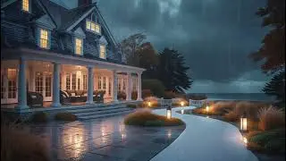 Mystic Shores Ambiance, Stormy Night at Cape Cod Coastal Manor - Heavy Rain + Ocean Sounds