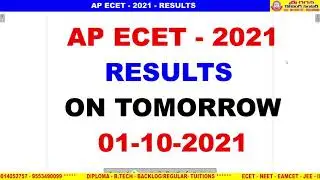 AP ECET - 2021 # RESULTS ON 01-10-2021 # RESULTS LINK