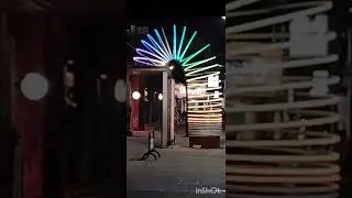 Giant sized glowing rainbow slinky