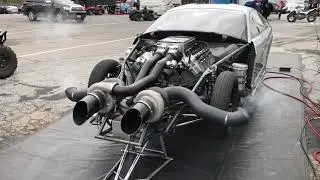 4000HP Twin Turbo Ford 5.0 Coyote Pro Mod Mustang warmup