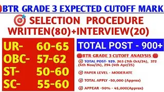 BTR BTC GRADE 3 EXPECTED CUTOFF MARK ANALYSIS | TOTAL POST 900+| Bodoland Job | Cutoff Prediction |