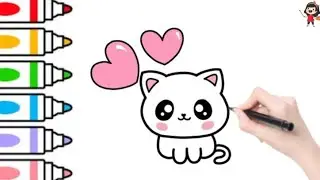 Как нарисовать милого кота 😺/Простые идеи рисования/Простое искусство