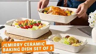 Jemirry Ceramic Baking Dish Set Of 3 | Best Casserole Dishes For Oven | Best Porcelain Bakeware Set
