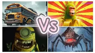 School bus VS Shimpanzeni bananino VS Sprunki VS Home head VS Tiles hop coffin dance 