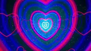 Heart Background | Blue Pink Neon Lights Heart Tunnel with Flying Particles for Relaxation Video