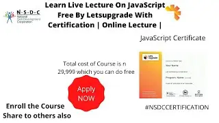 Learn Live Lecture  On JavaScript Free  By Letsupgrade With Certification  | Online Lecture |