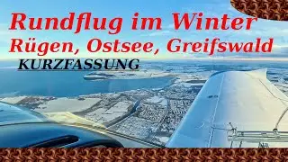Rundflug im Schnee - Cockpitview - als Pilot über Rügen und Greifswald
