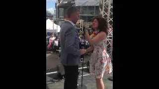 Ashleigh Fleming and Nicholas Maude doing 'All I Ask' at the infamous Albert Square