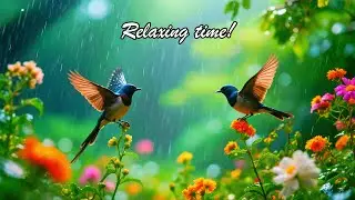 Relaxing music gentle rainfall and melodious birdsong all contributing to a peaceful ambience