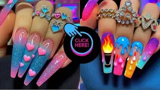 🔥 Acrylic Nail Art Trends! 💅 3D Hearts & Dripping Flames