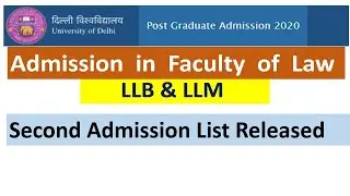 Du LLB and LLM second Admission list Released | du llb second merit list 2020