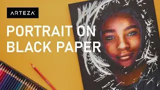 🖤11 Steps to Draw a Portrait On BLACK PAPER (Colored Pencils Tutorial)