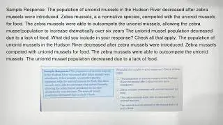 Sample Response: The population of unionid mussels in the Hudson River decreased after zebra mussels