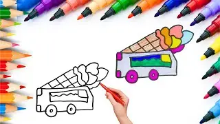 How To Draw cute Icecream car Drawing, Painting & Coloring For Kids and Toddlers_🌈🎨 🐋