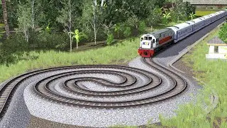 Kereta Api Melewati Rel Keong Besar | Train vs Wide Rails
