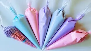 Pink Shaving Foam Slime Making Colorful Slime with Piping Bags | Relaxing ASMR Slime
