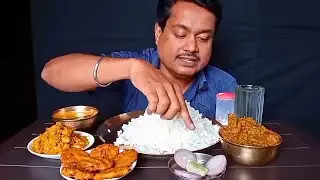 🍗হাঁসের মাংস🦆 (Duck Curry)🤤, Pyaji🧅, Badhakopir Ghonto🥬, Mix Dal😋, Salad🥗 Big Bites Eating Food Vlog