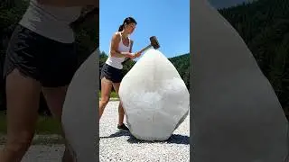 Transparent quartz ASMR &mdash; slow impact, pure daylight, hollow stone reveal 🪨☀️