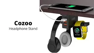 Cozoo | Headphone Stand with USB Charger- Headset Holder Mount with 3 Port USB Charging Station