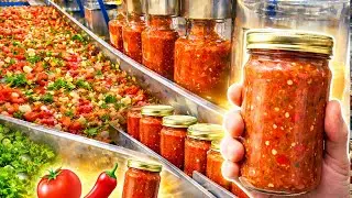 Inside the Salsa Factory From Fresh Tomatoes to Prefectly Jarred Dip (Full Process)