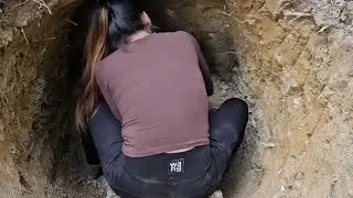 Amazing digging skills, building a shelter and camping alone inthewilderness