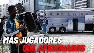 Poca afici&oacute;n en la llegada del Real Madrid ... &iexcl;pero con un altavoz enorme y&nbsp;el himno de la D&eacute;cima!I