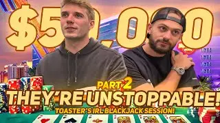 They're Unstoppable! Toaster Going Full Degen Mode on an IRL Blackjack Battle in Vegas!