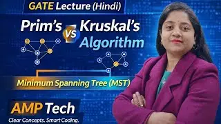 Gate lectures in hindi(difference b/w prim's & kruskl's algorithm) finding minimun spanning tree