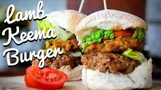 Lamb Keema Burgers with Onion Bhajis, Pea Purée and Mango Chutney - Crumbs