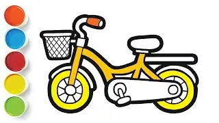 How to draw a Bike (bicycle) EASY for kids | Bicycle drawing, coloring & painting