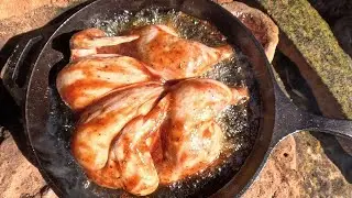 Worlds Best BBQ Chicken Fried on a cliffside fire pit PT3
