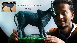 how to make sculpture with cement\\ cow showpiece making \\ a cement craft idea.