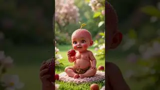 Lychee baby eating lychee with enjoy! #fruit #scary #ai #lychee