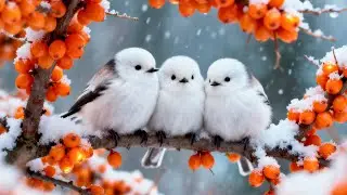🎹 Snowy Birds Singing with Calm Piano Music for Stress Relief and Emotional Peace ❄️Music for sleep